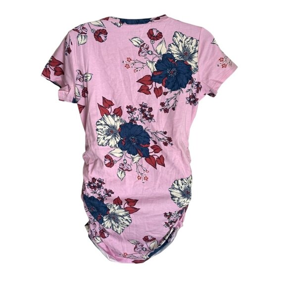 Motherhood Maternity Sz Small Pink Blue Red Flowers V-Neck Short Sleeve - Picture 3 of 9